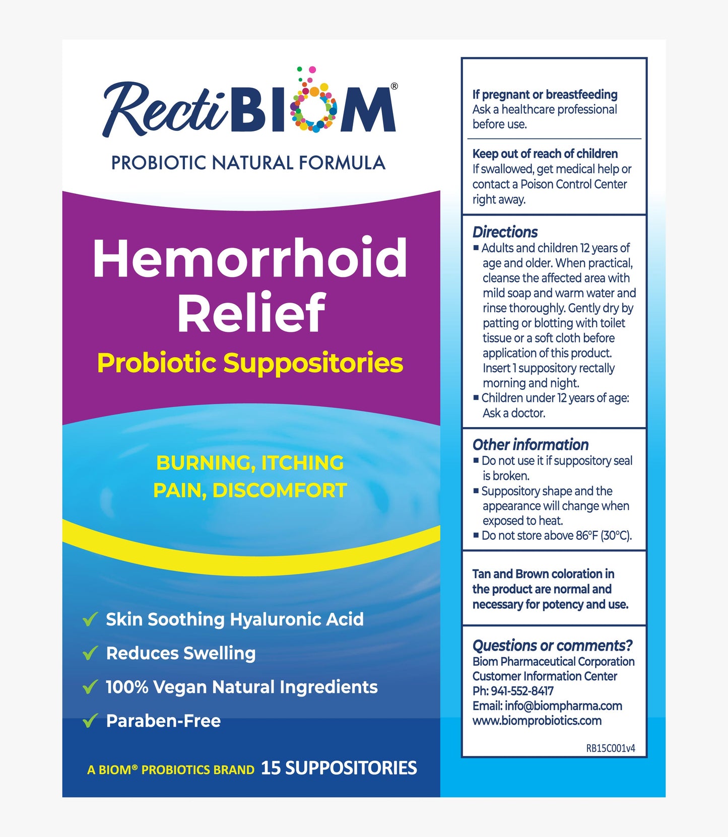 Hemorrhoid Relief Probiotic Suppositories
