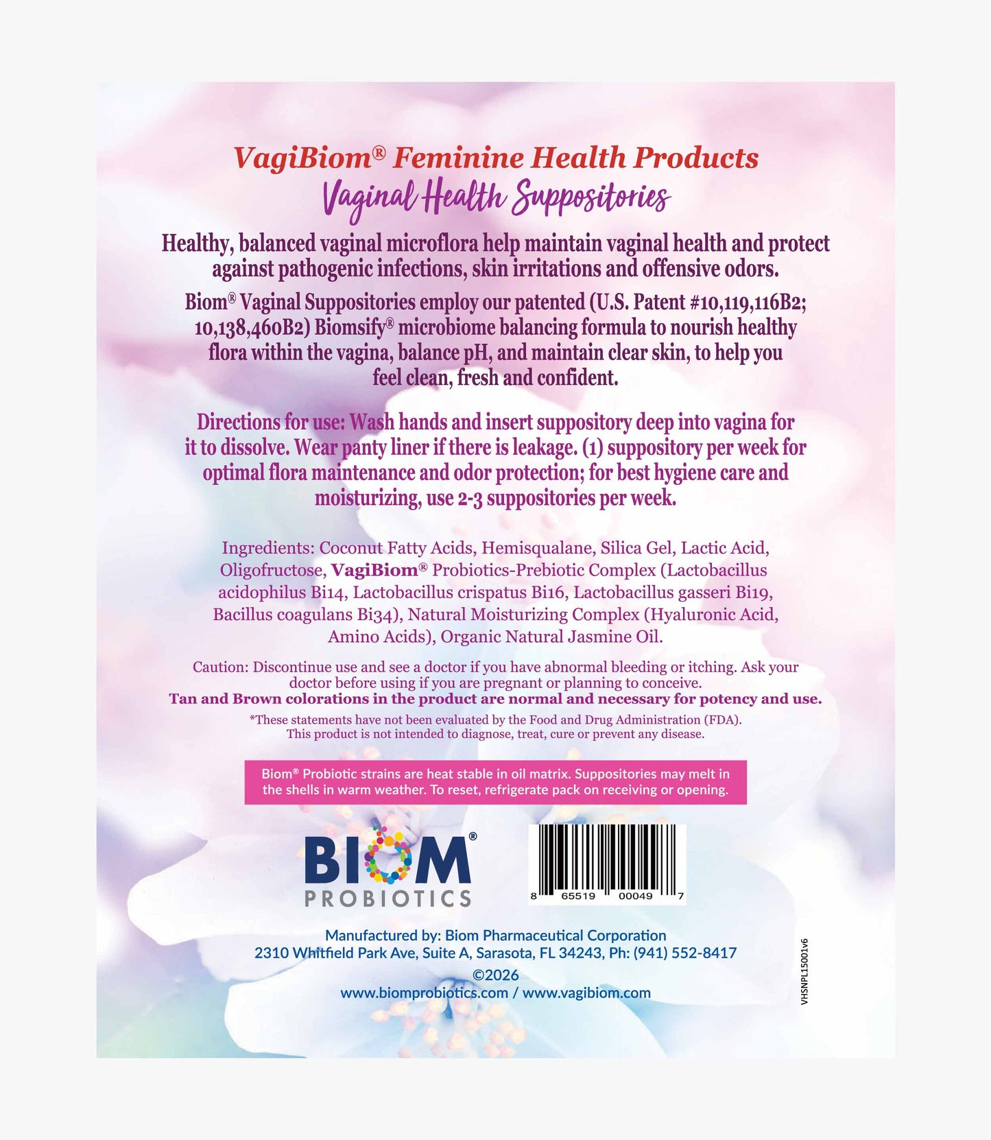 Vaginal Probiotic Suppository-Natural