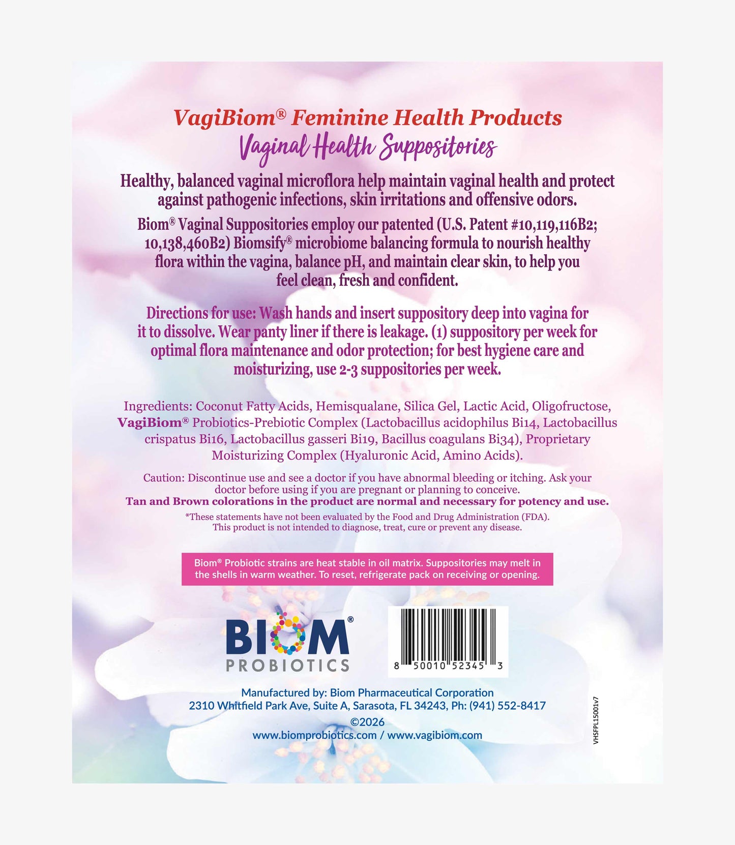 Vaginal Probiotic Suppository-Fragrance-free