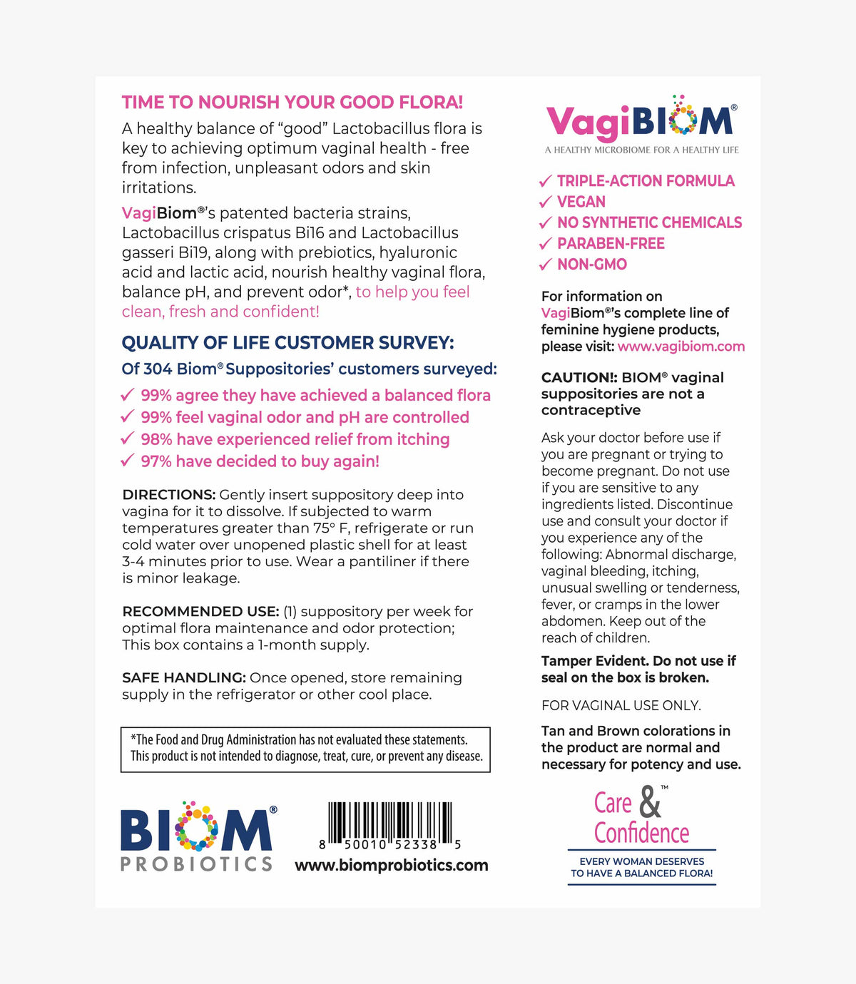 Vaginal Probiotic Suppository – Fragrance-Free – Vagibiom